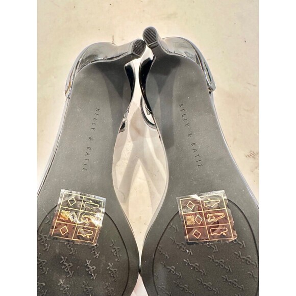 Kelly & Katie Black High Heel Sandals Shoes, Patent Leather Scalloped Size 8 - Picture 16 of 16